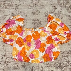 Cynthia Rowley Orange and Pink Floral Blouse